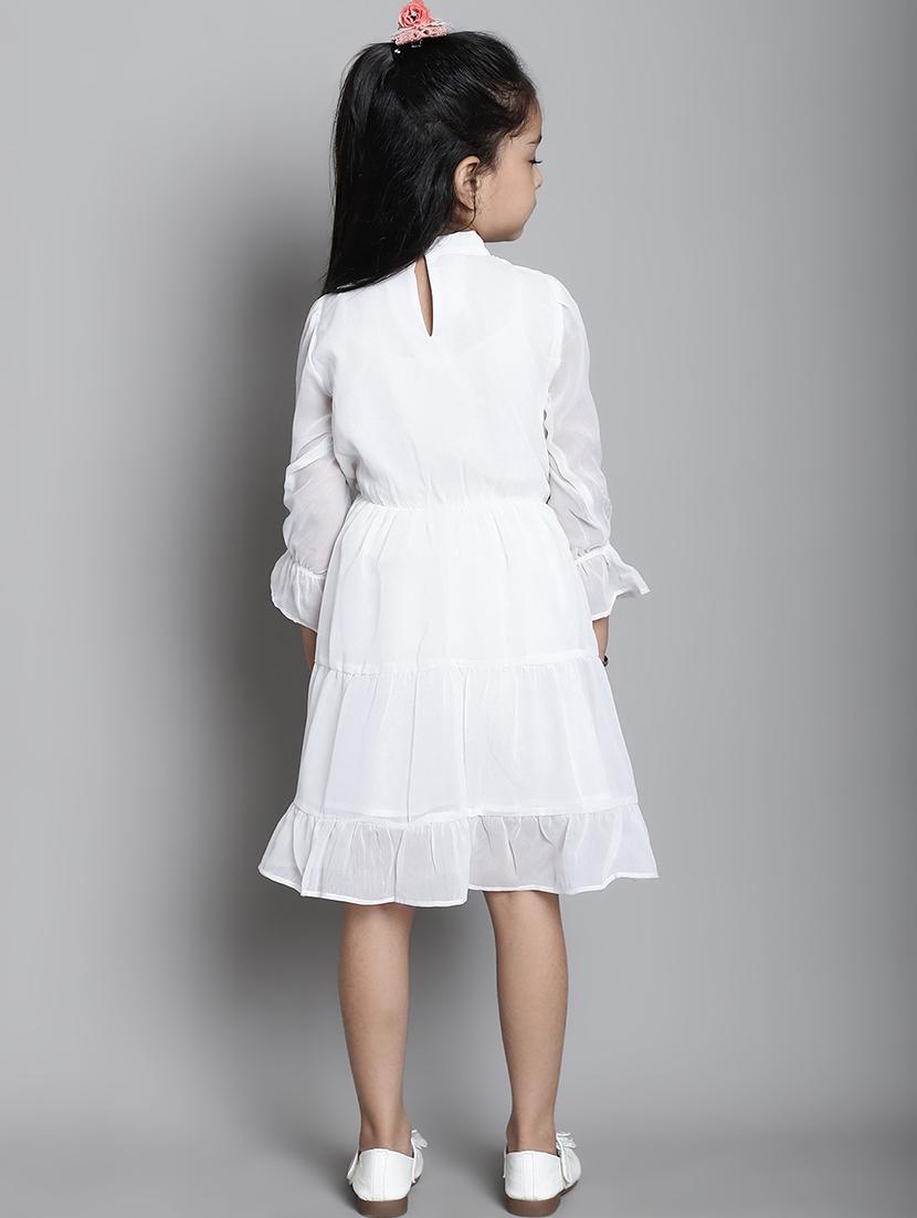 girls solid long sleeve a-line dress - 21731703 - Standard Image - 4