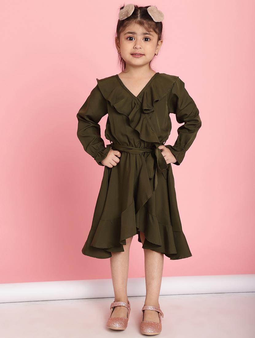 girls solid long sleeve regular fit dress - 21731730 -  Standard Image - 1