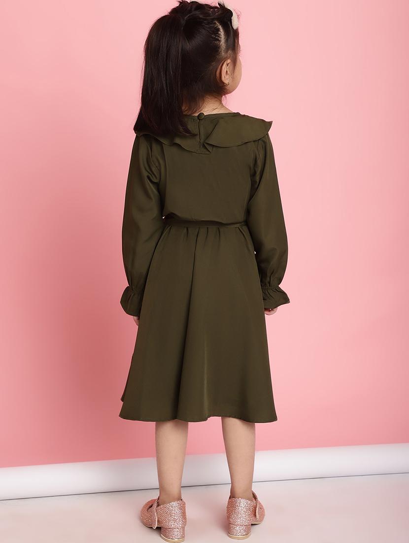 girls solid long sleeve regular fit dress - 21731730 - Standard Image - 4