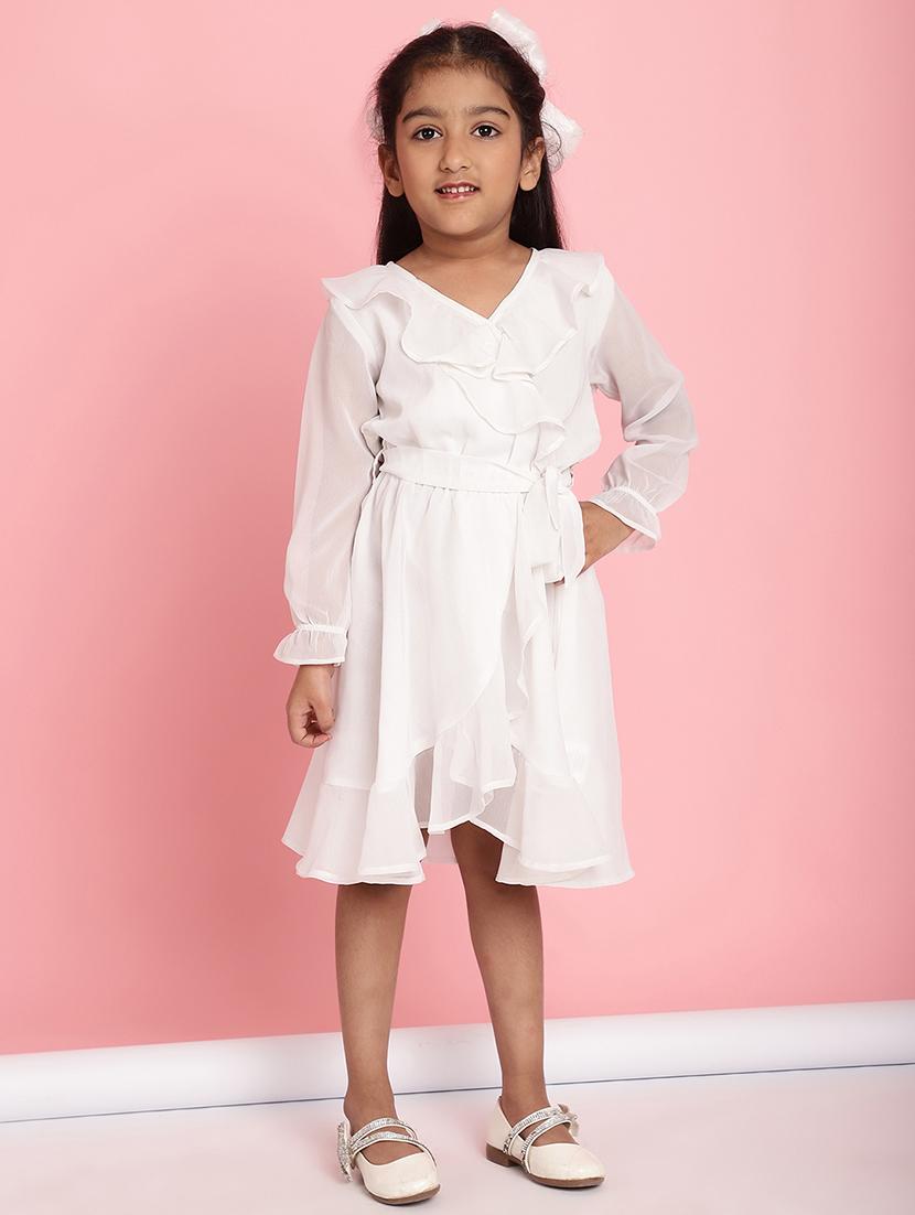girls solid long sleeve regular fit dress - 21731731 - Standard Image - 1