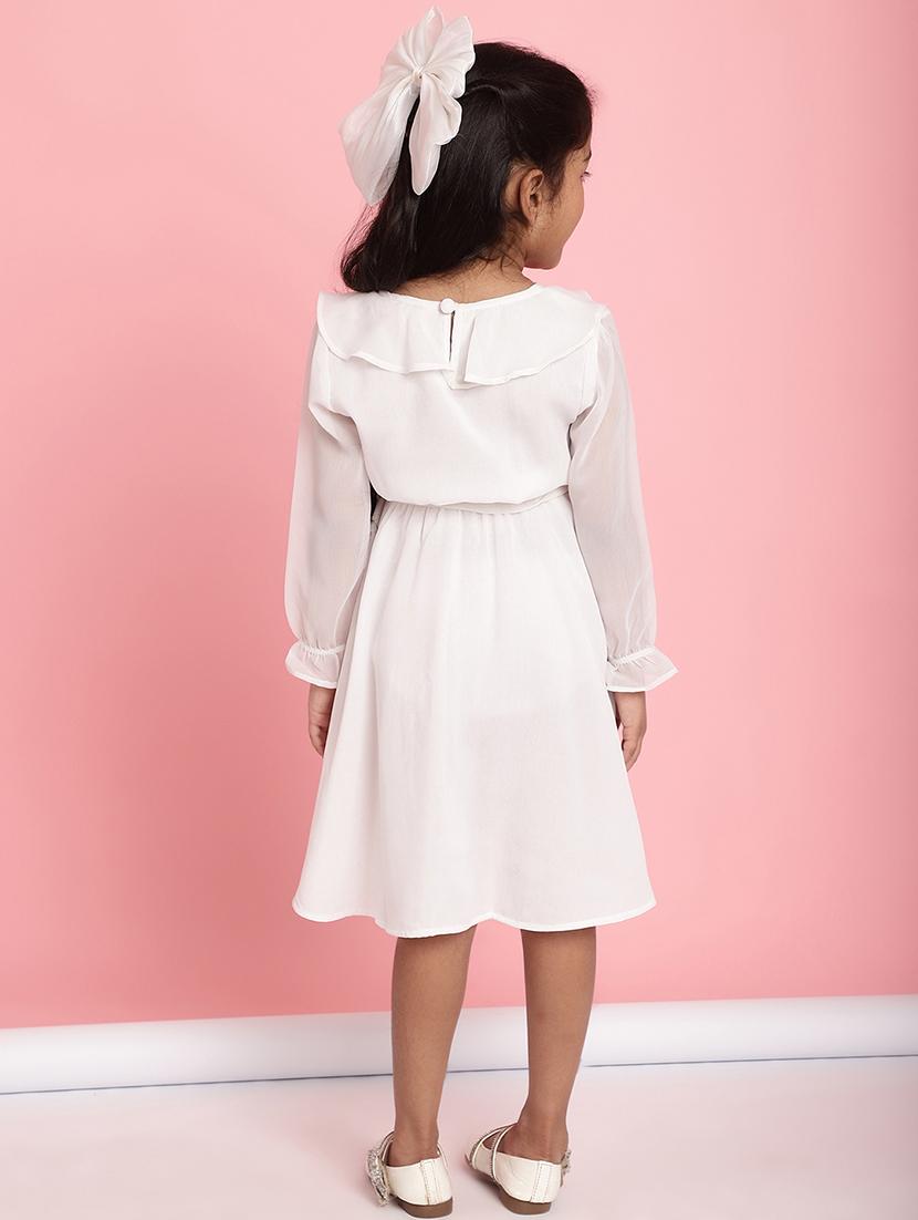 girls solid long sleeve regular fit dress - 21731731 - Standard Image - 4