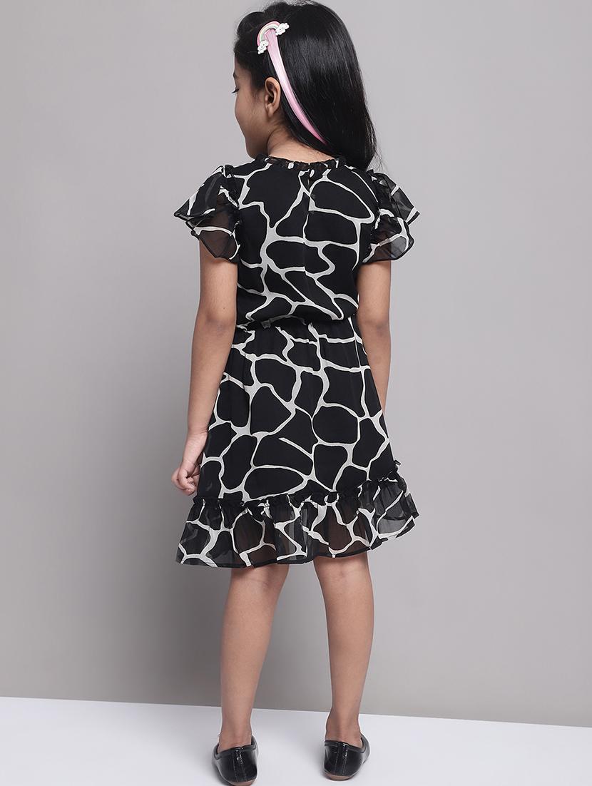 girls black short sleeve a-line dress - 21731743 - Standard Image - 4