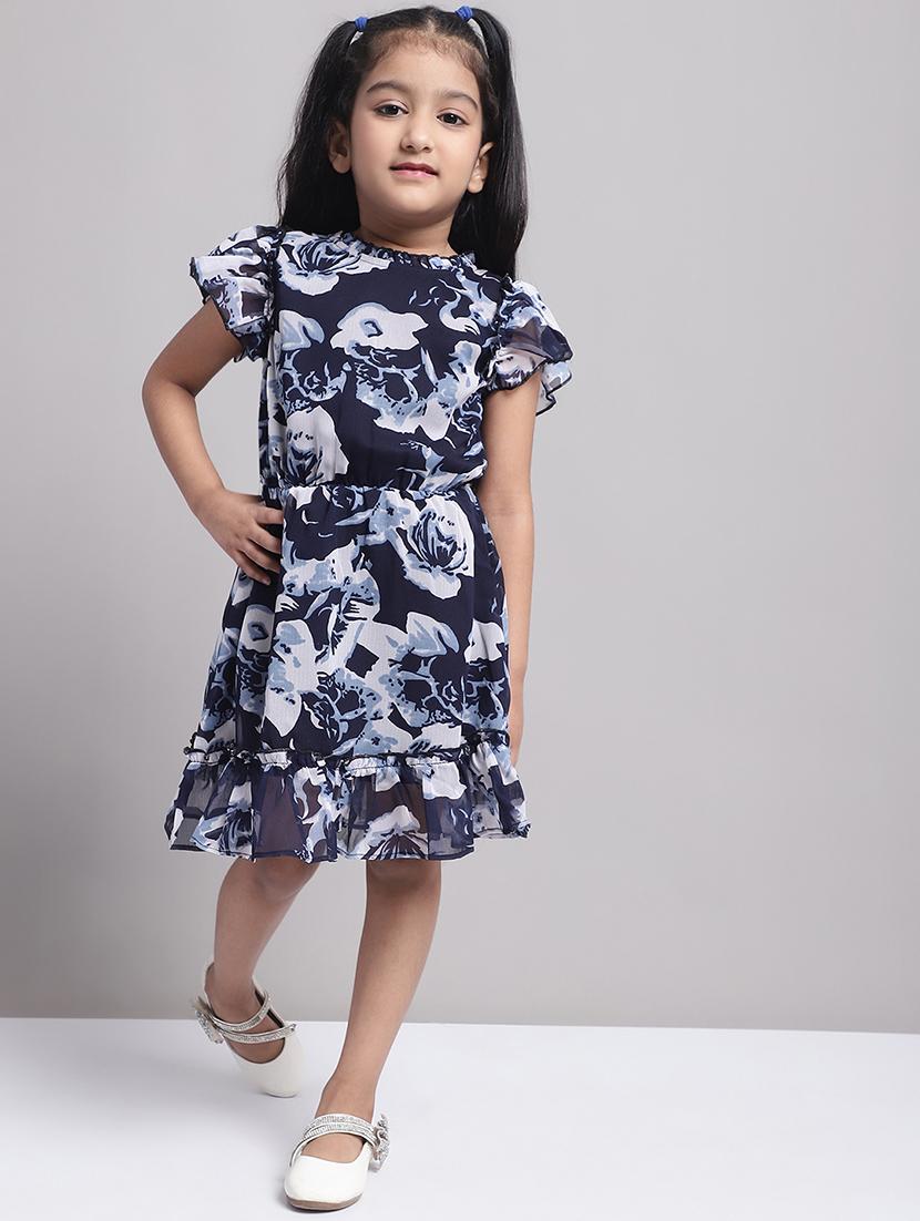 girls black short sleeve regular fit tiered dress - 21731746 -  Standard Image - 1