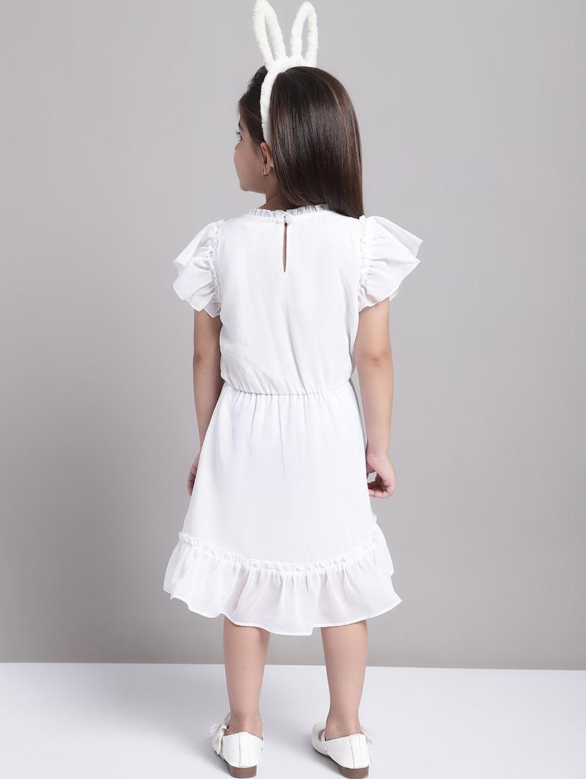 girls white short sleeve regular fit tiered dress - 21731748 - Standard Image - 4