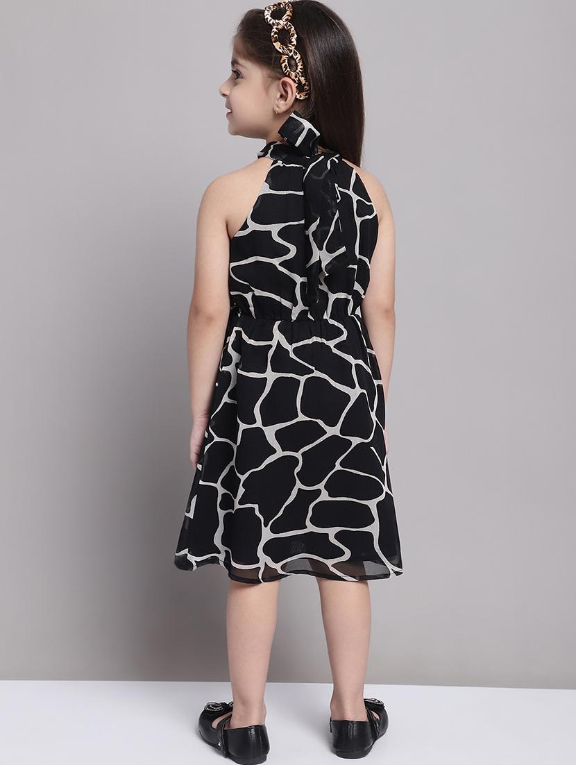 girls printed halter neck a-line dress - 21731762 - Standard Image - 4