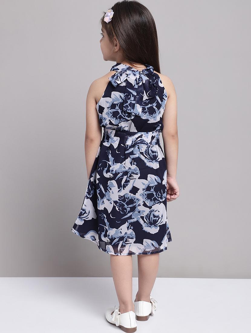 girls navy blue halter neck a-line dress - 21731765 - Standard Image - 4