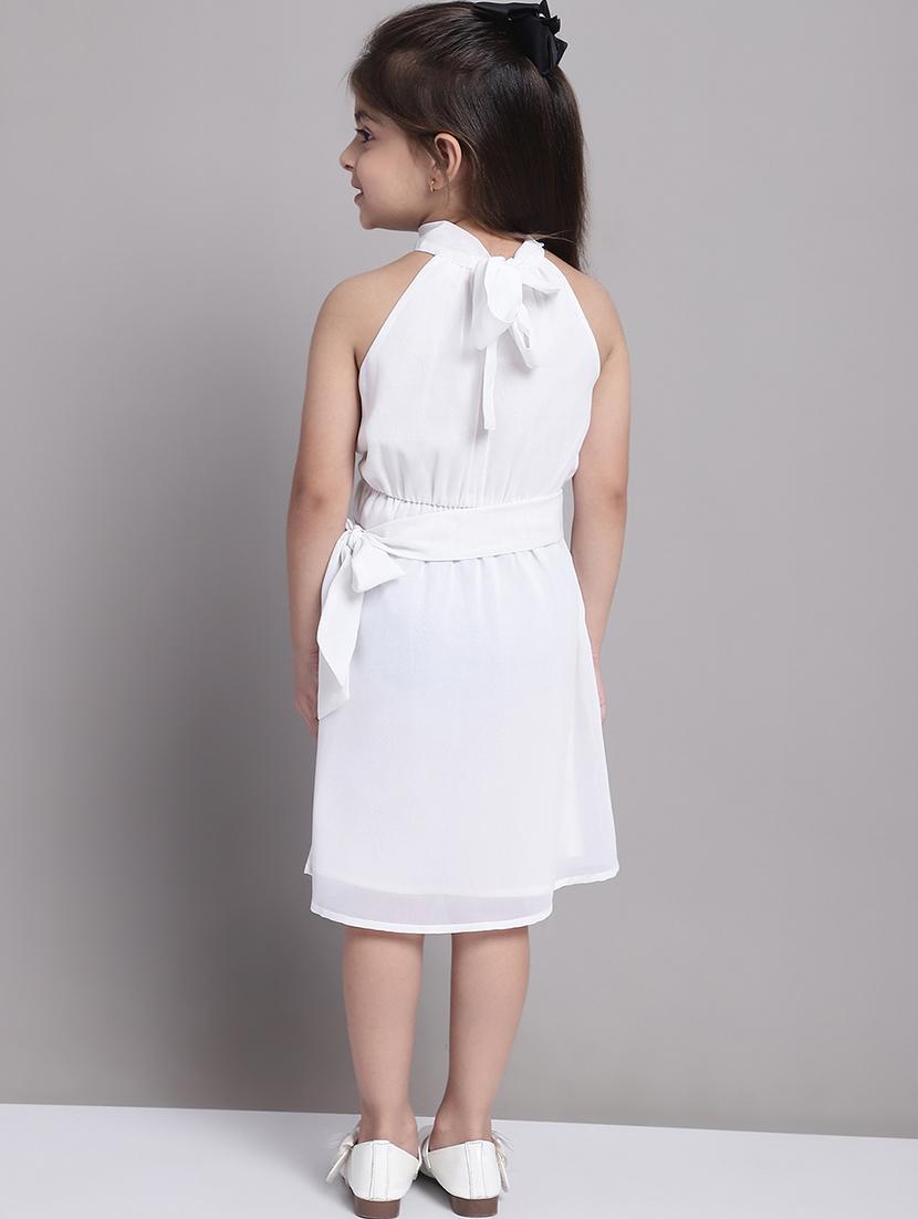 girls white halter neck a-line dress - 21731767 - Standard Image - 4