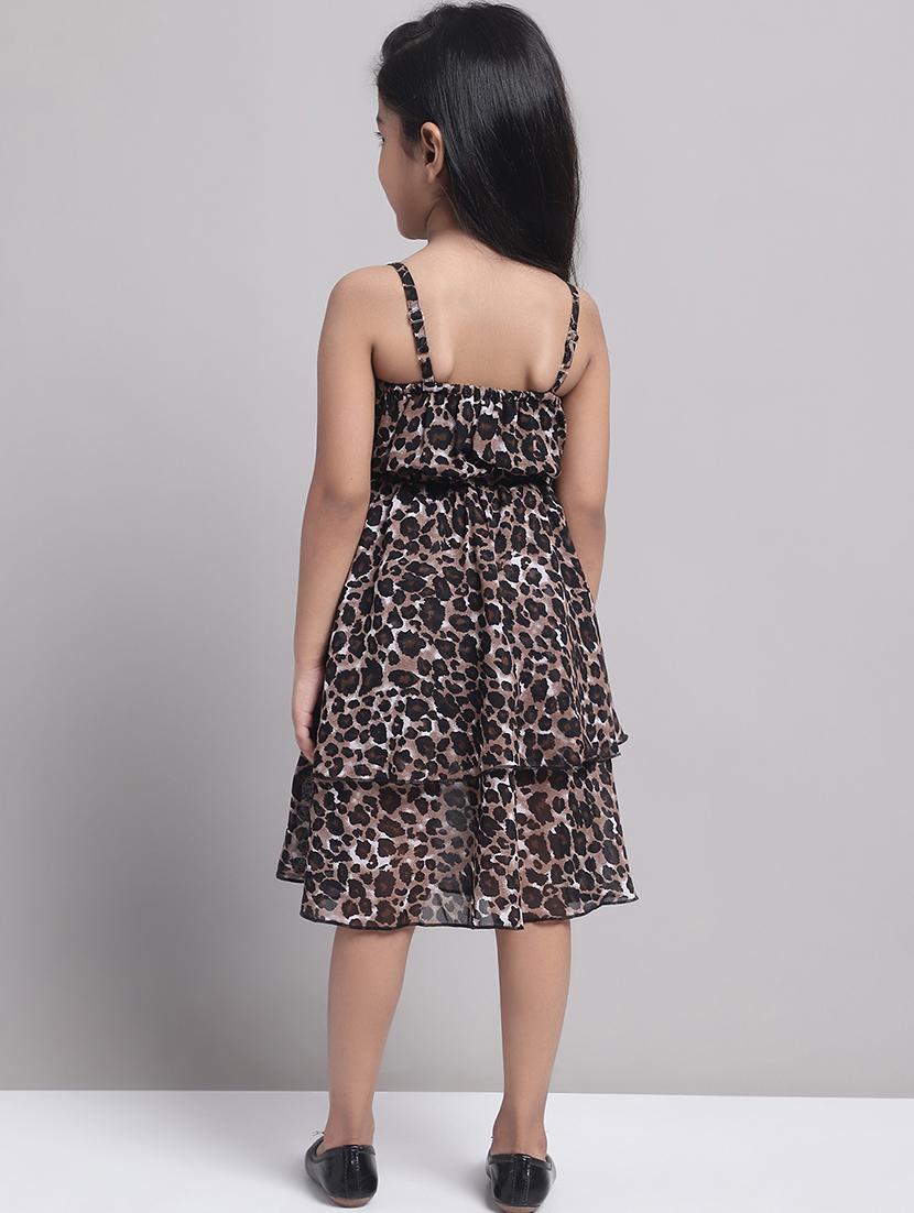 girls black animla printed layered dress - 21731782 - Standard Image - 4
