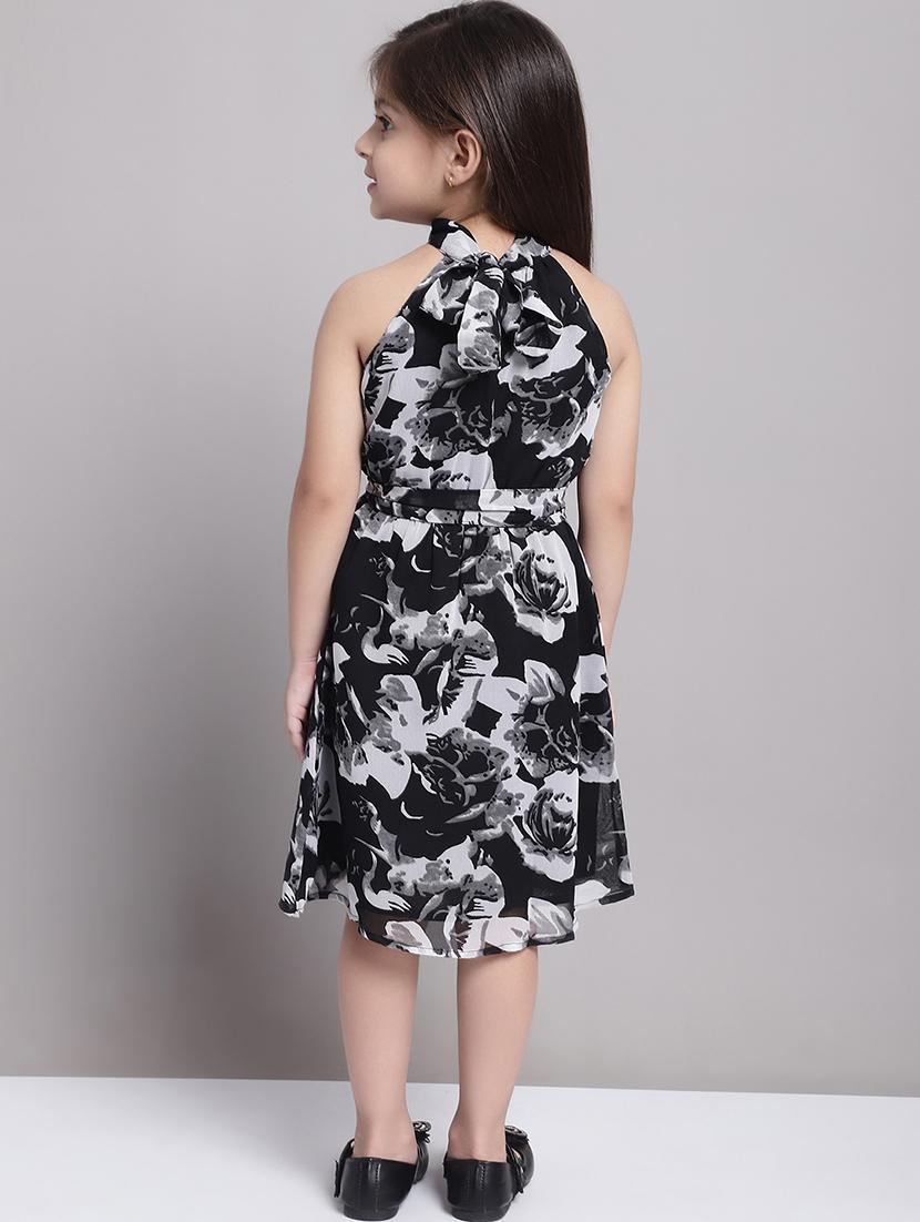 girls black halter neck a-line dress - 21731812 - Standard Image - 4