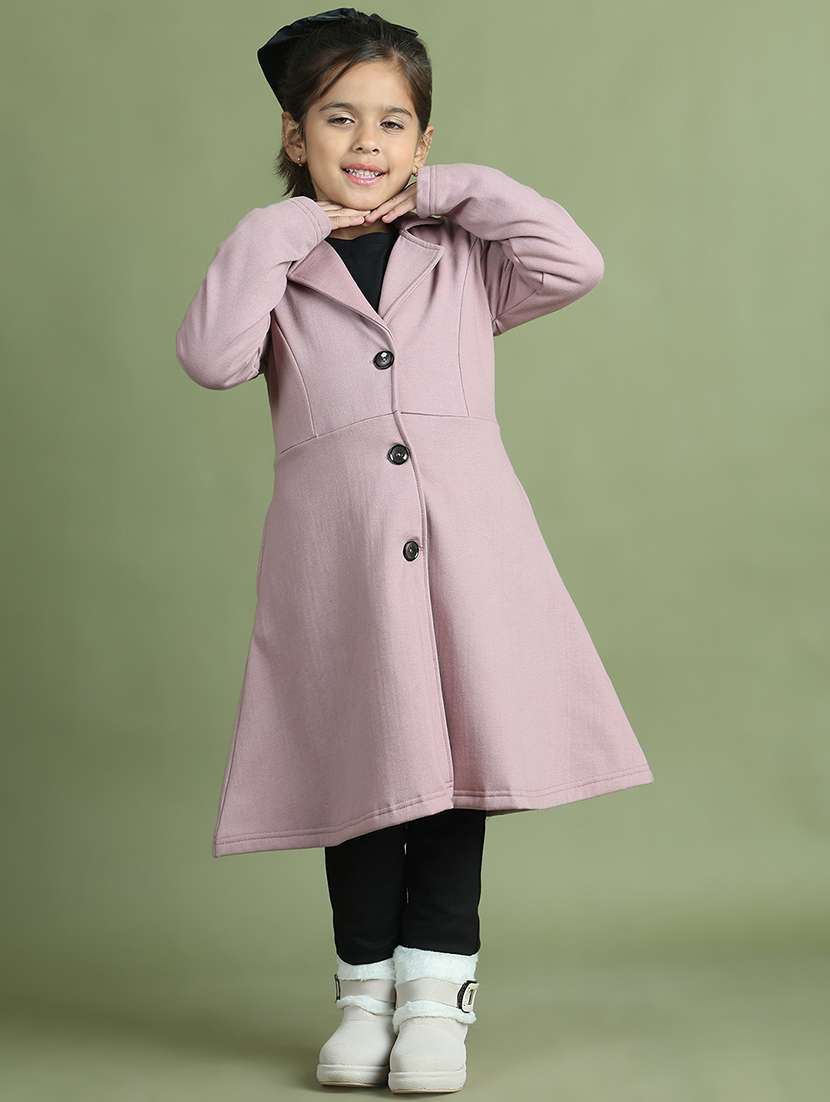 girls solid long sleeve trench coat - 21731876 - Standard Image - 1