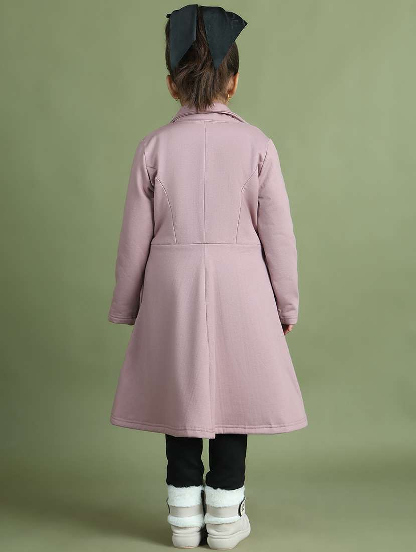girls solid long sleeve trench coat - 21731876 - Standard Image - 4