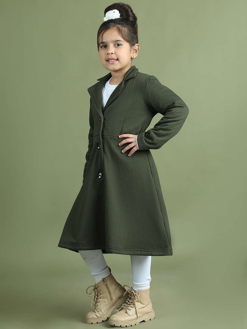 girls solid long sleeve trench coat - 21731878 - Standard Image - 1