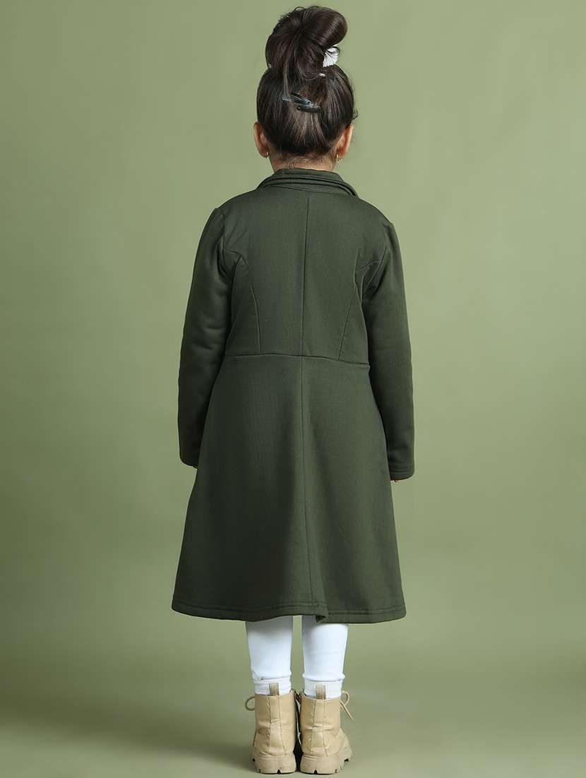 girls solid long sleeve trench coat - 21731878 - Standard Image - 4