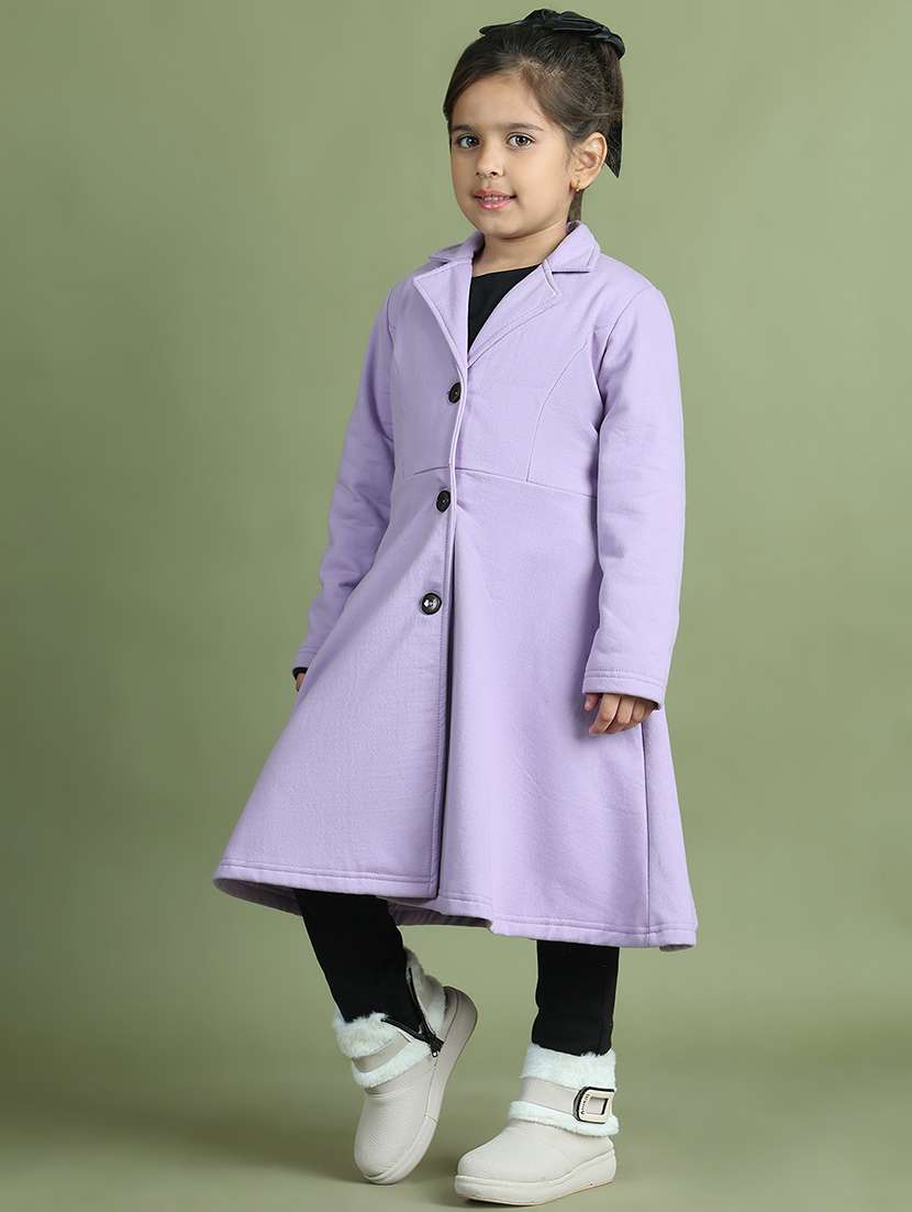 girls solid long sleeve trench coat - 21731879 - Standard Image - 1
