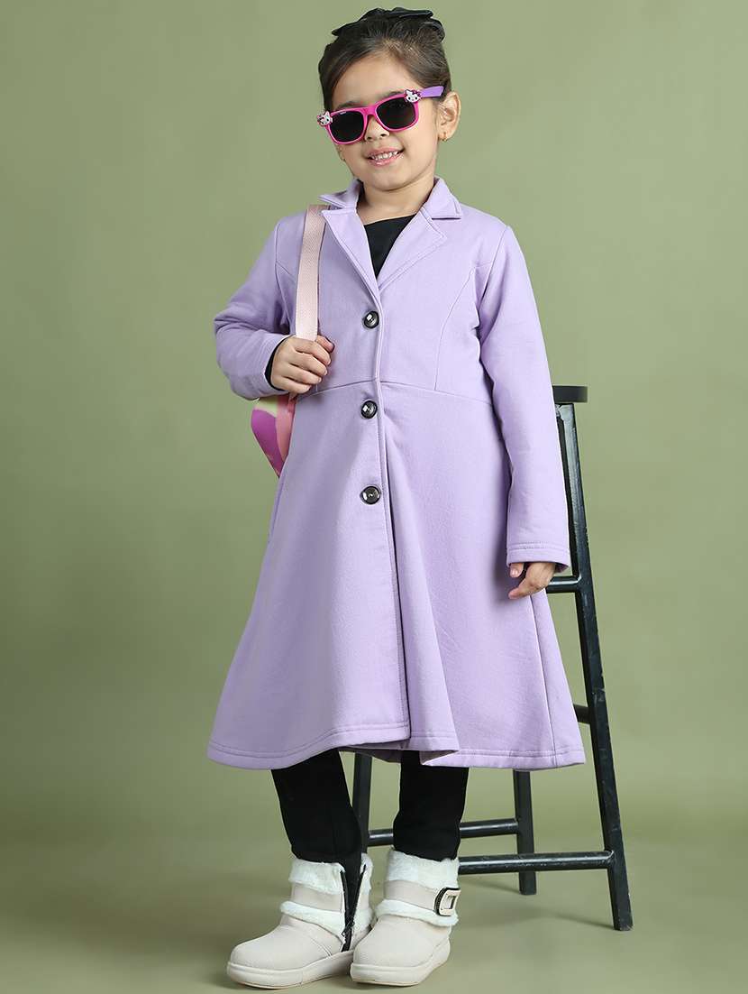 girls solid long sleeve trench coat - 21731879 - Standard Image - 4