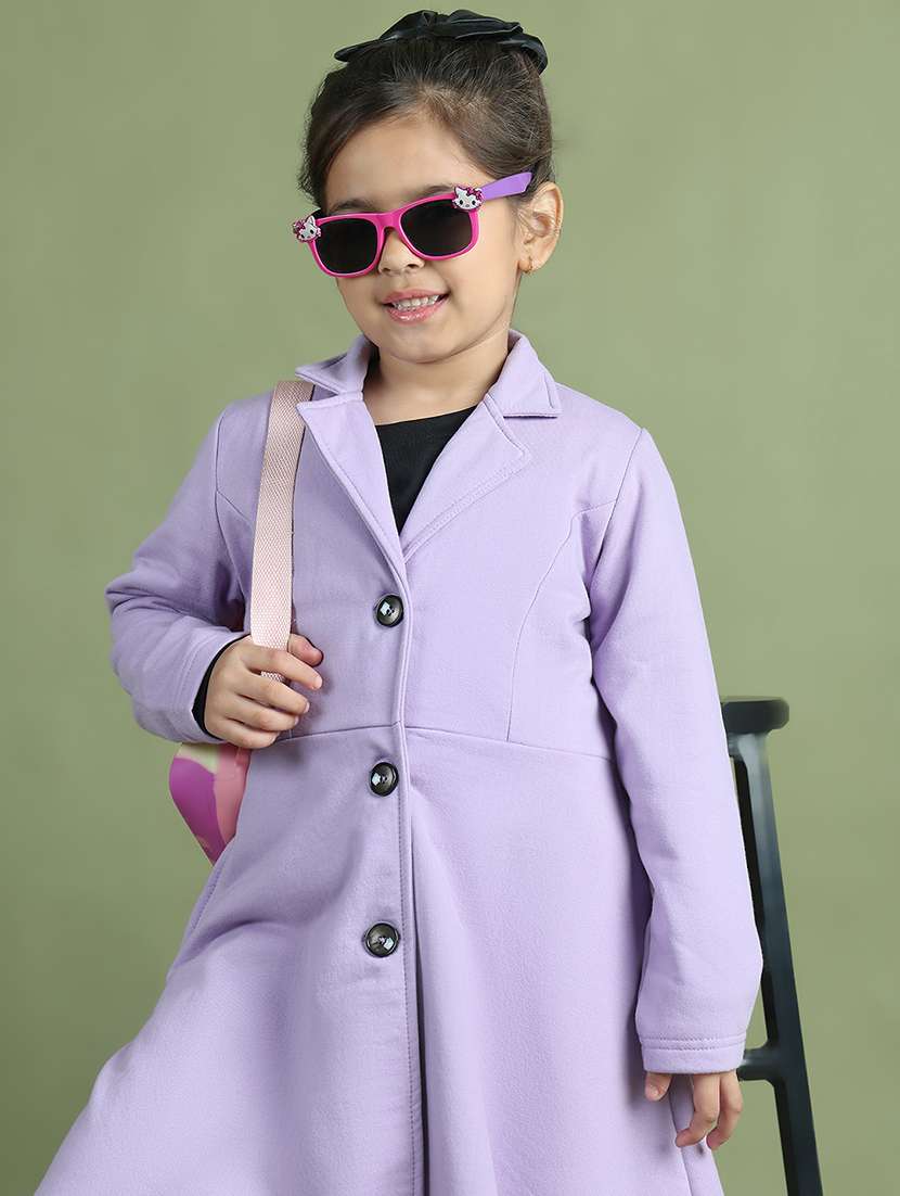 girls solid long sleeve trench coat - 21731879 - Standard Image - 6