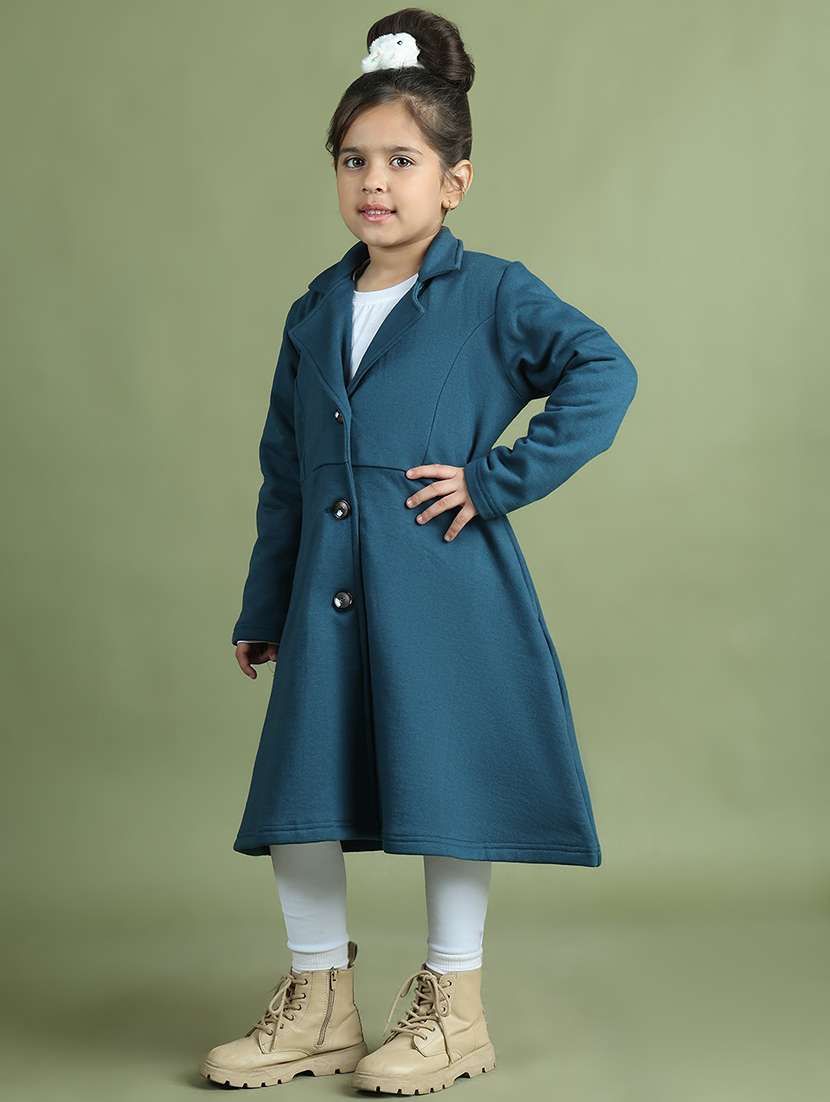 girls solid long sleeve trench coat - 21731881 -  Standard Image - 1