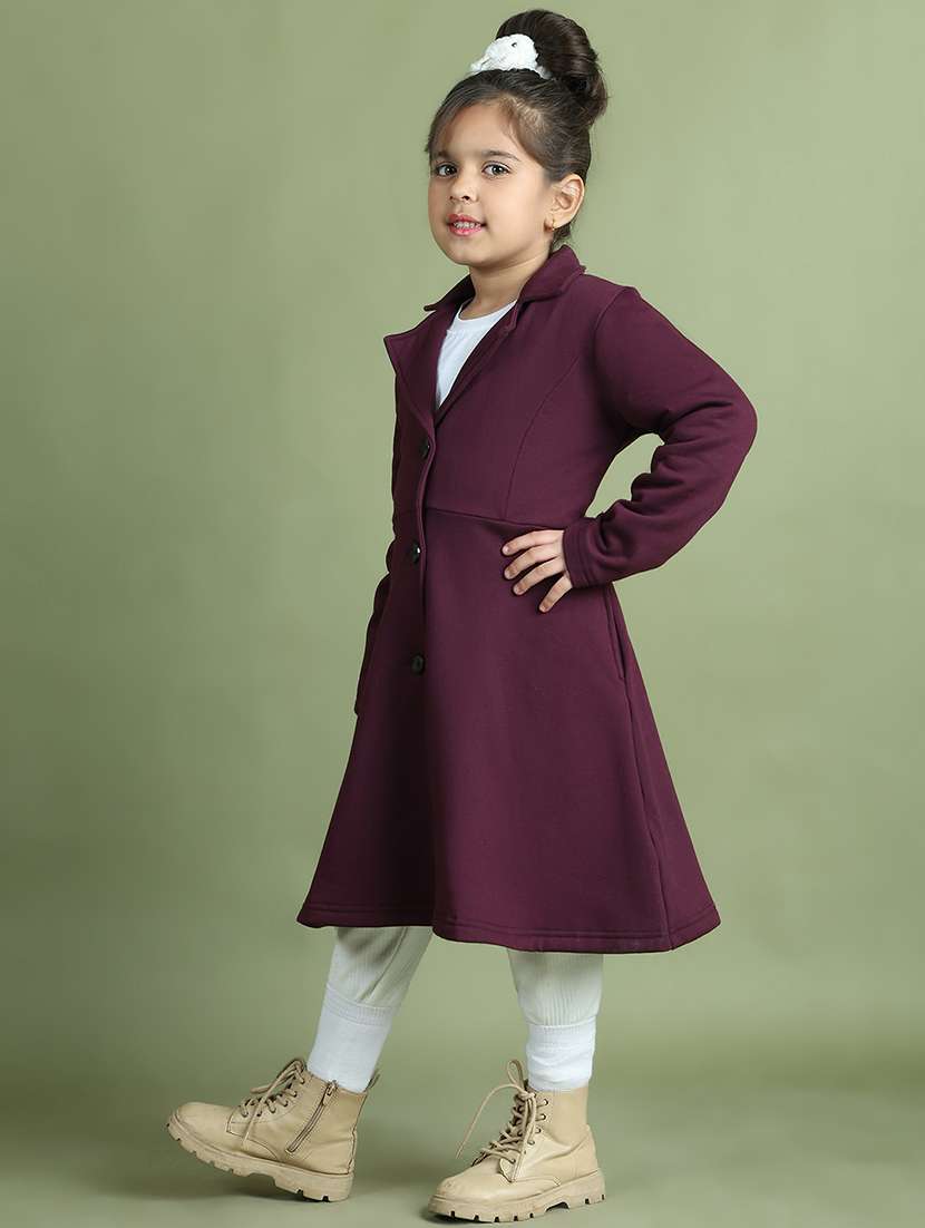 girls solid long sleeve trench coat - 21731882 -  Standard Image - 1