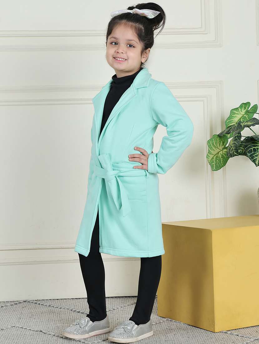 girls solid long sleeve trench coat - 21731883 -  Standard Image - 1