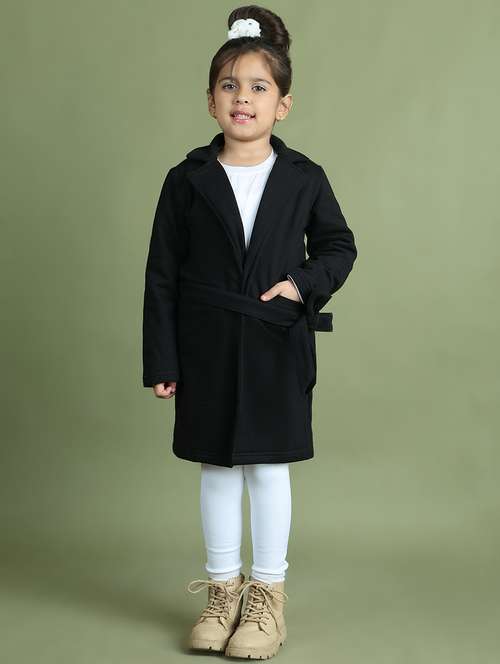 girls solid long sleeve trench coat - 21731884 -  Standard Image - 0