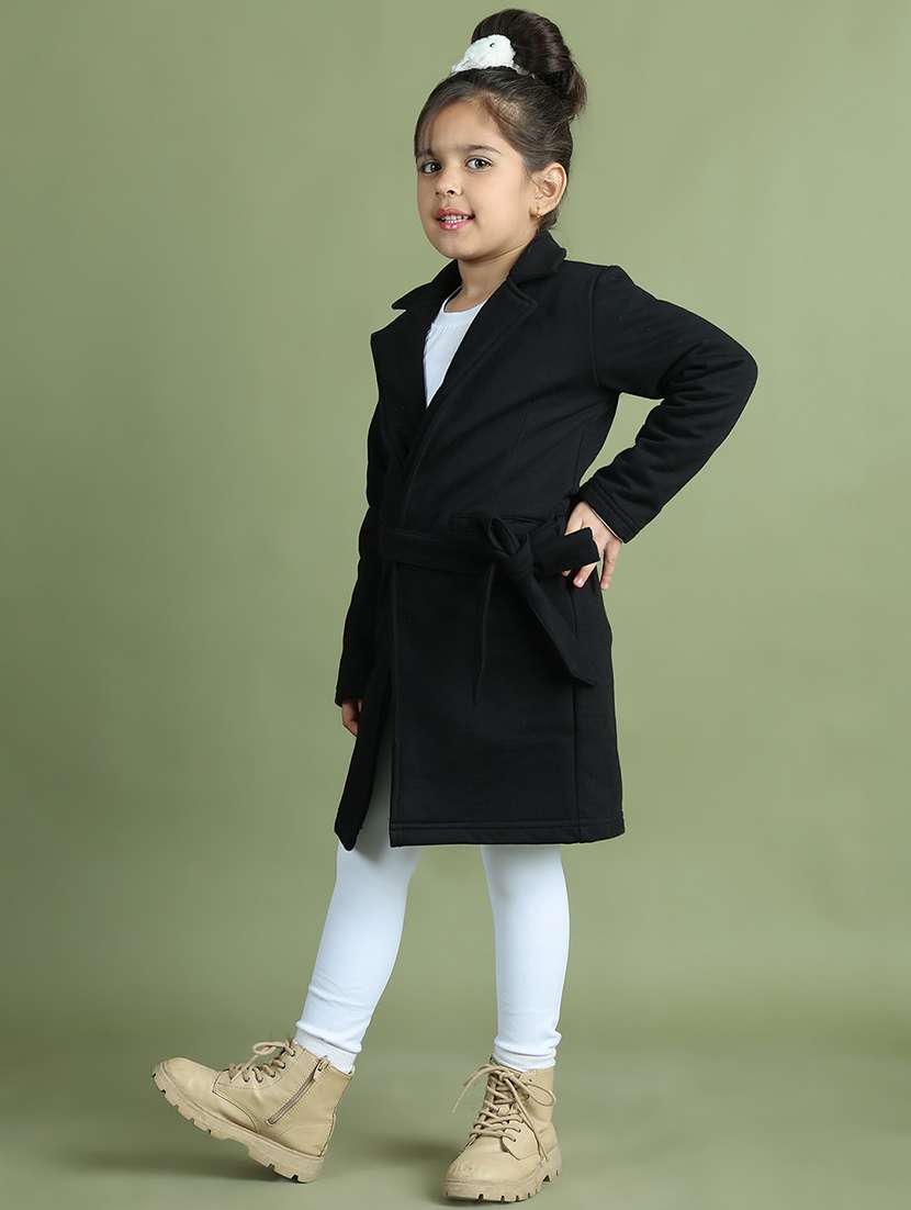 girls solid long sleeve trench coat - 21731884 -  Standard Image - 1