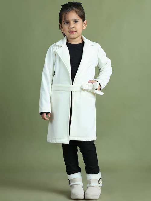 girls solid long sleeve trench coat - 21731885 -  Standard Image - 0