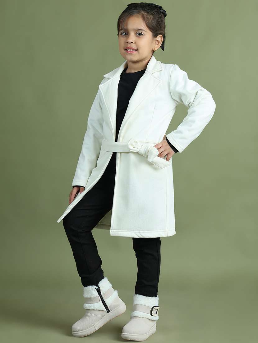 girls solid long sleeve trench coat - 21731885 -  Standard Image - 1