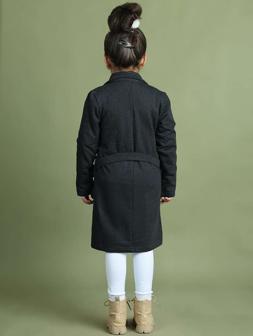 girls solid long sleeve trench coat - 21731886 -  Standard Image - 4