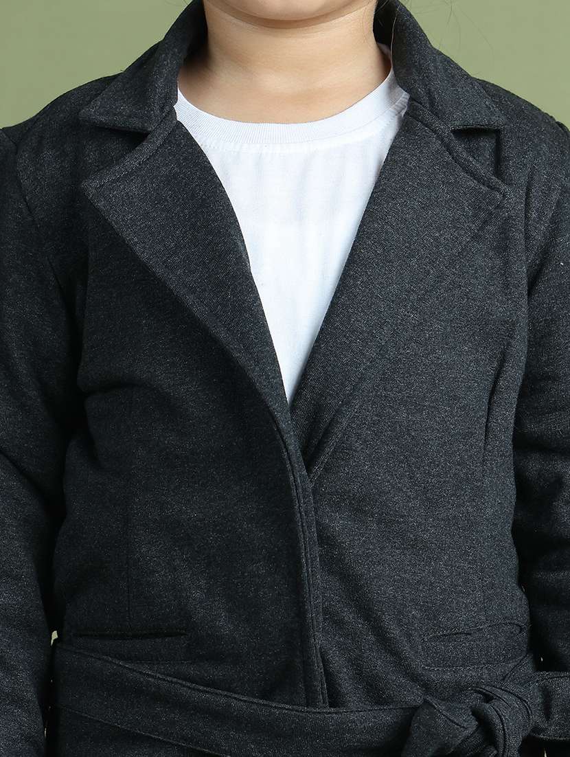 girls solid long sleeve trench coat - 21731886 -  Standard Image - 6