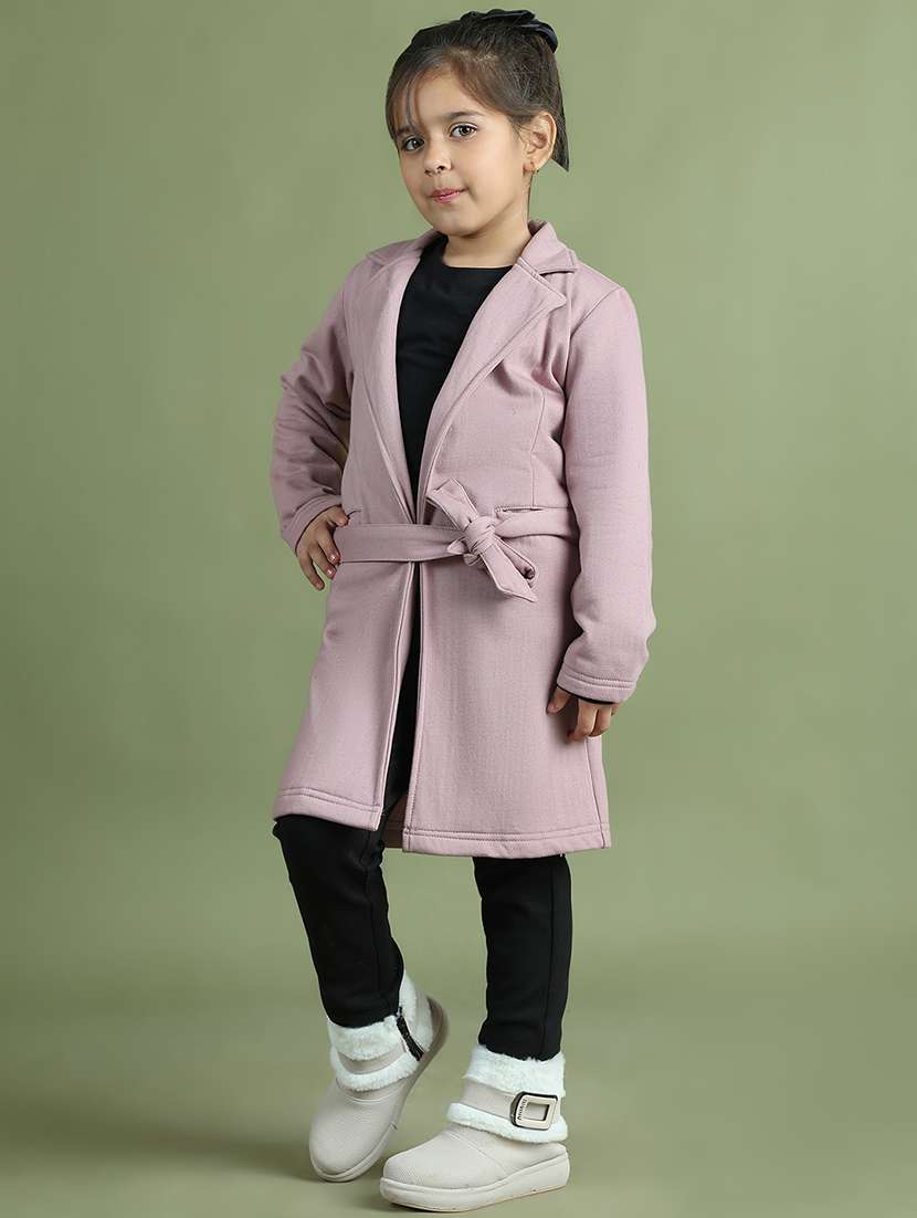 girls solid long sleeve trench coat - 21731887 - Standard Image - 1