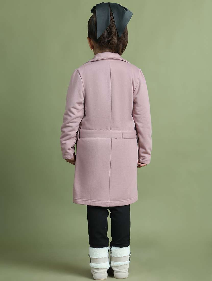 girls solid long sleeve trench coat - 21731887 - Standard Image - 4