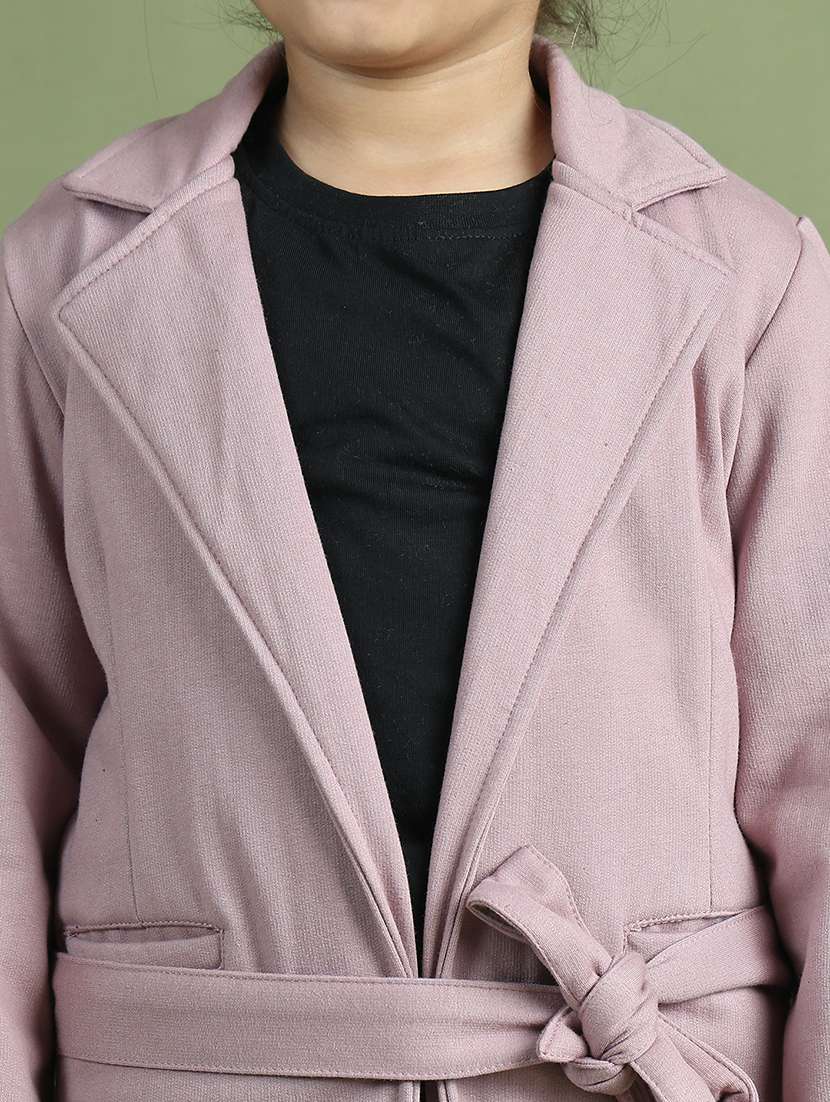girls solid long sleeve trench coat - 21731887 - Standard Image - 6