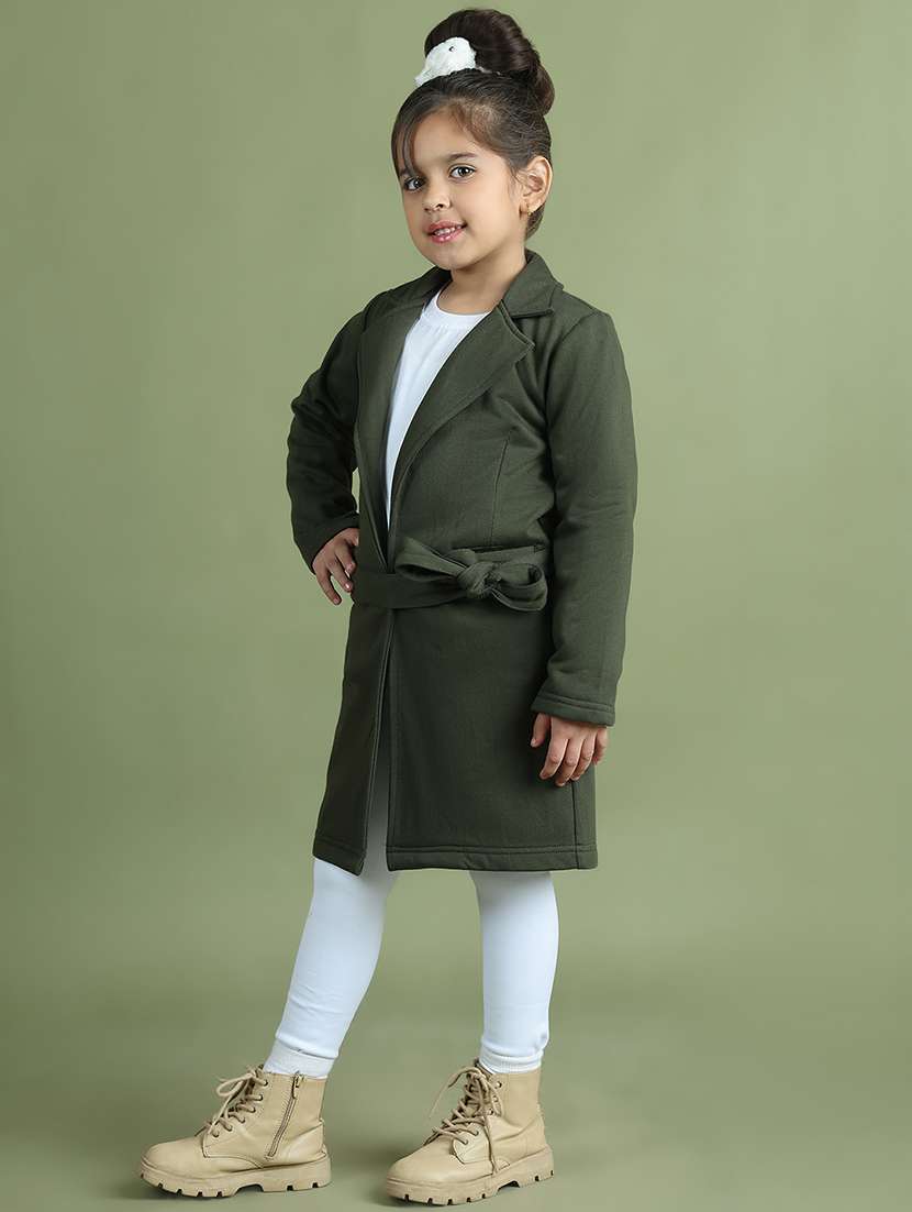 girls solid long sleeve trench coat - 21731889 -  Standard Image - 1
