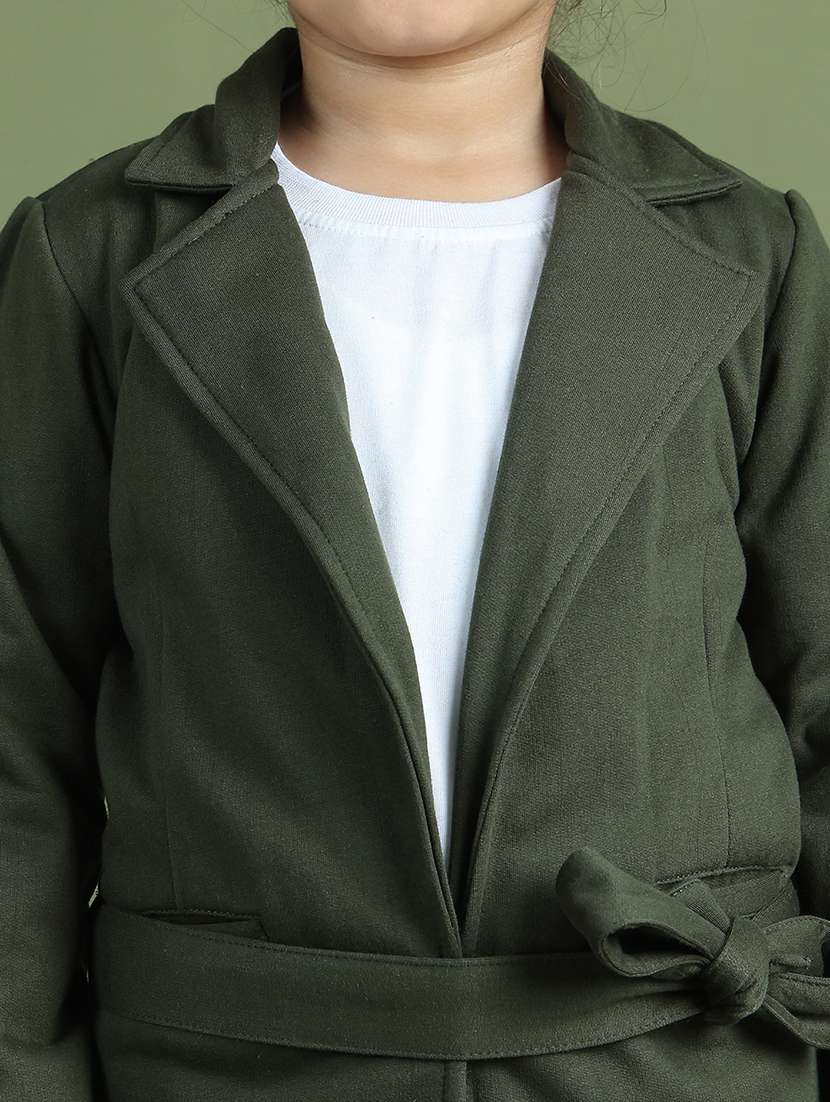 girls solid long sleeve trench coat - 21731889 -  Standard Image - 6