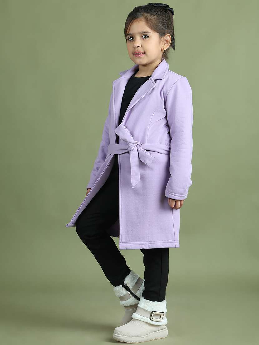 girls solid long sleeve trench coat - 21731890 -  Standard Image - 1