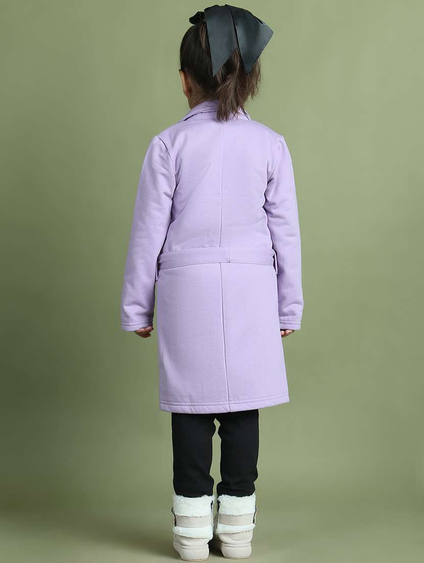 girls solid long sleeve trench coat - 21731890 -  Standard Image - 4
