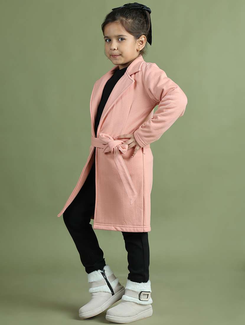 girls solid long sleeve trench coat - 21731891 - Standard Image - 1