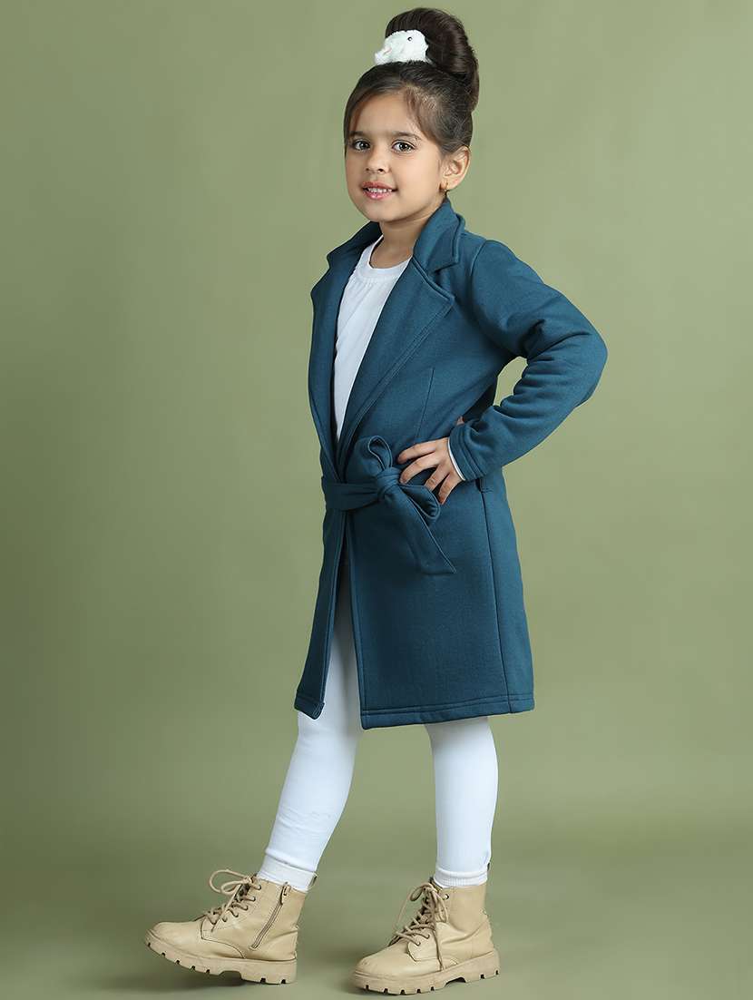 girls solid long sleeve trench coat - 21731892 - Standard Image - 1