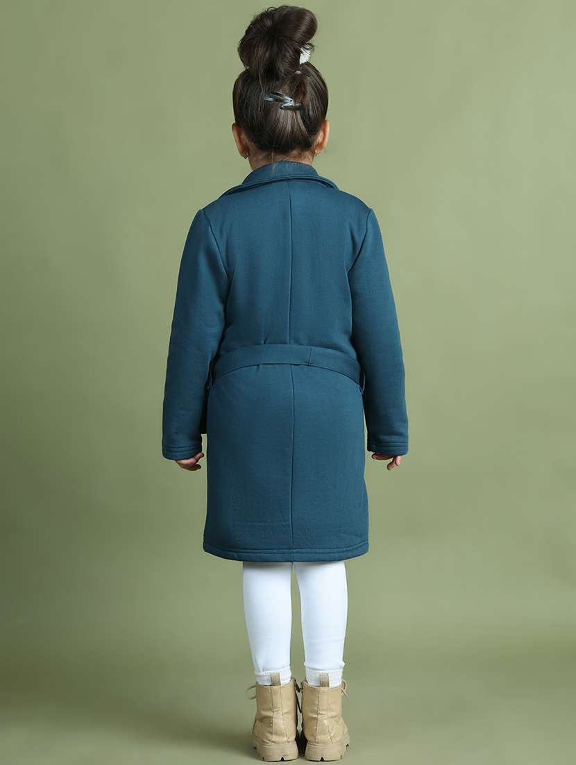 girls solid long sleeve trench coat - 21731892 - Standard Image - 4