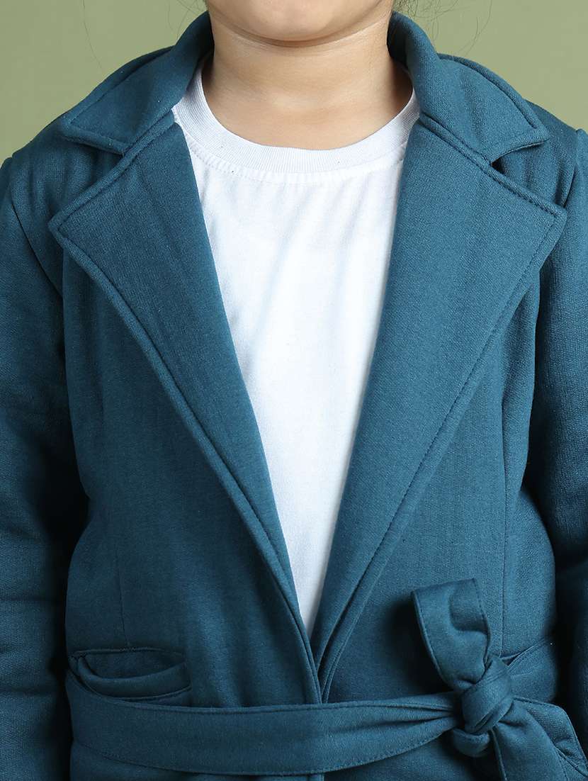 girls solid long sleeve trench coat - 21731892 - Standard Image - 6
