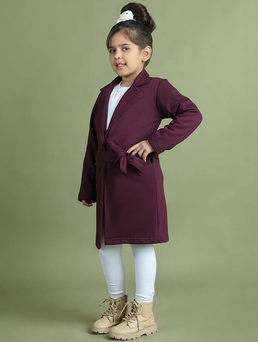 girls solid long sleeve trench coat - 21731893 - Standard Image - 1