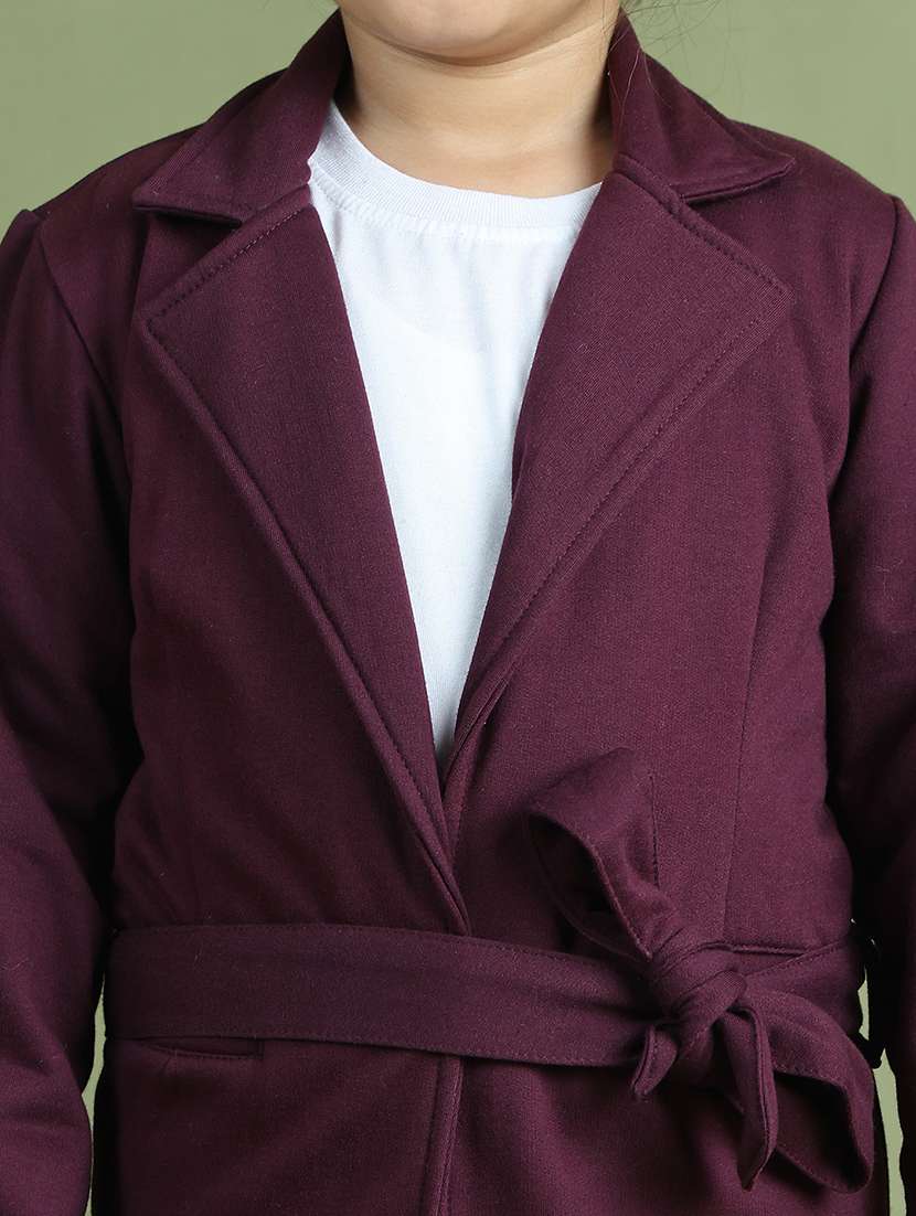 girls solid long sleeve trench coat - 21731893 - Standard Image - 6