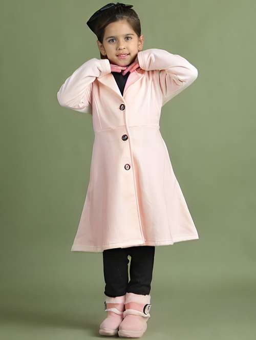 girls solid long sleeve trench coat - 21731904 -  Standard Image - 0