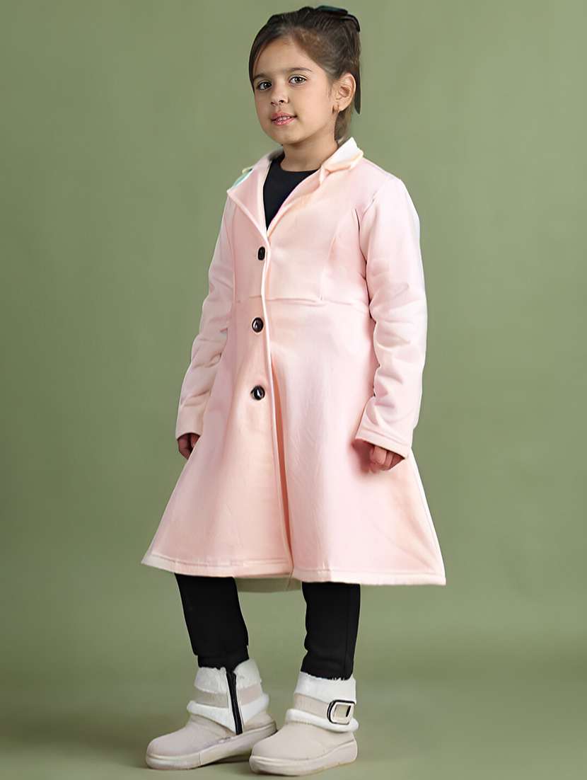 girls solid long sleeve trench coat - 21731904 - Standard Image - 1
