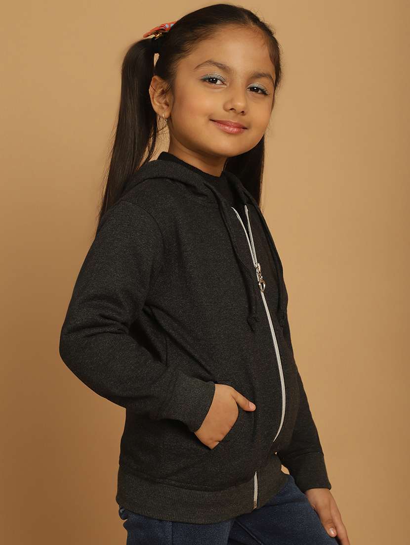 girls solid long sleeve hooded sweatshirt - 21731951 -  Standard Image - 1