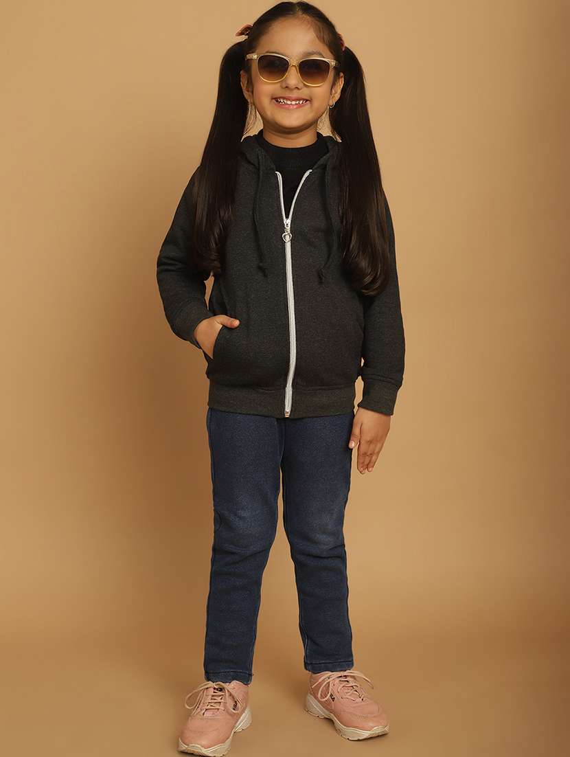 girls solid long sleeve hooded sweatshirt - 21731951 -  Standard Image - 4