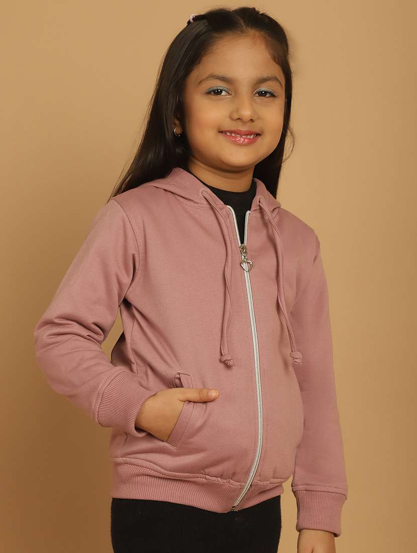 girls solid long sleeve hooded sweatshirt - 21731952 -  Standard Image - 1