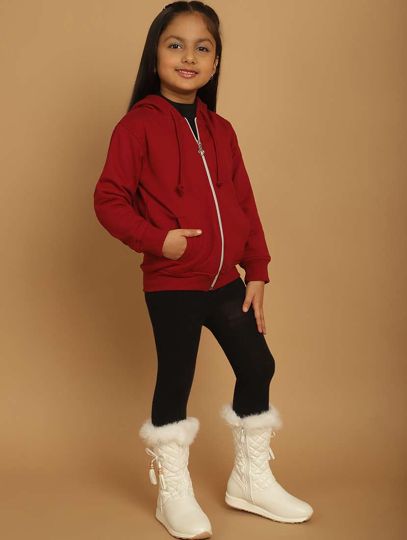 girls solid long sleeve hooded sweatshirt - 21731953 - Standard Image - 4