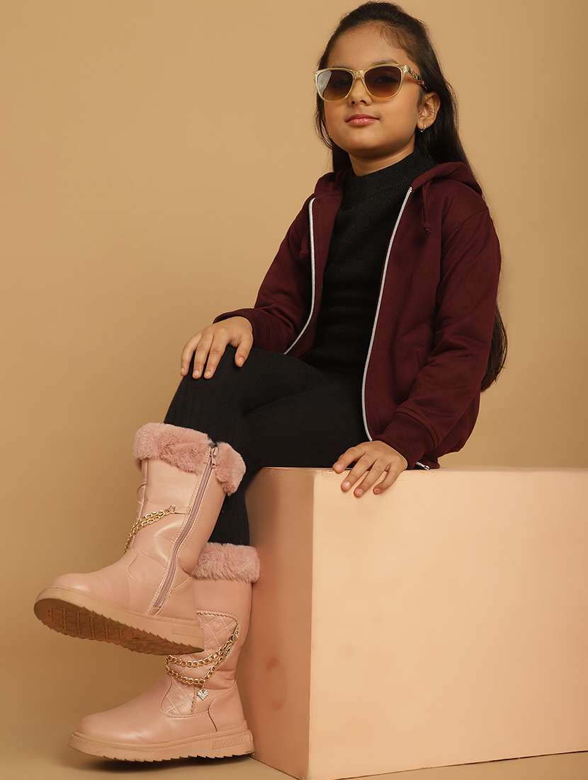 girls solid long sleeve hooded sweatshirt - 21731954 - Standard Image - 4