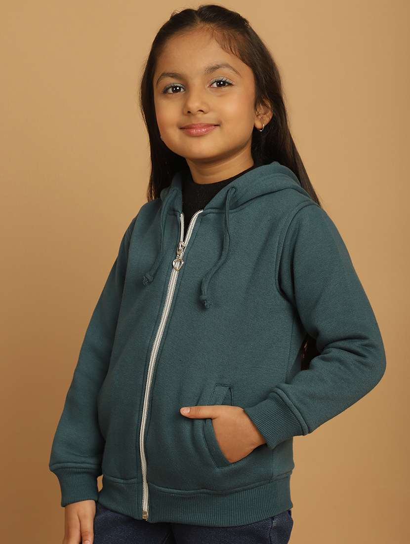 girls solid long sleeve hooded sweatshirt - 21731955 -  Standard Image - 1